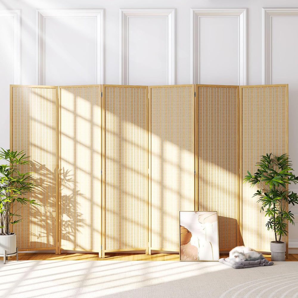 JOSTYLE Bamboo Room Divider, 6-Panel Folding Privacy Screen, 6 ft. Tall