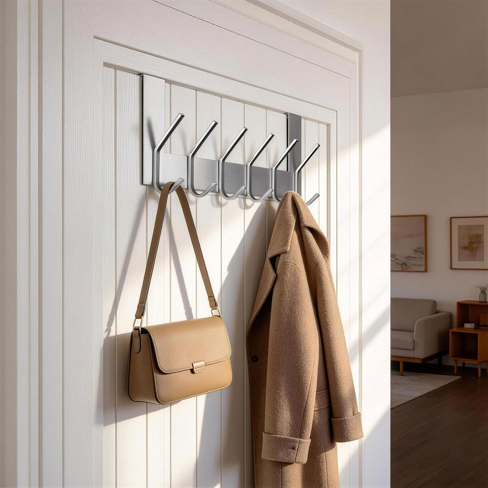 Dseap Over The Door Hook Hanger - 6 Hooks Over Door Coat Rack for Hanging Clo...