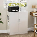 Metal Storage Cabinets，36" H White Metal Cabinet with Doors and 2 Adjustable Shelves, Lockable Storage Cabinets for Office, Home, Garage, Warehouse