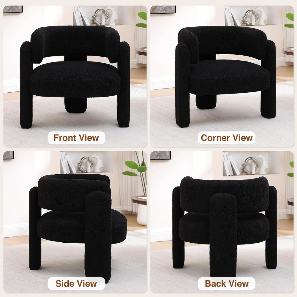 Accent Chair for Living Room, Modern Sherpa Barrel Chair, Upholstered Living ...