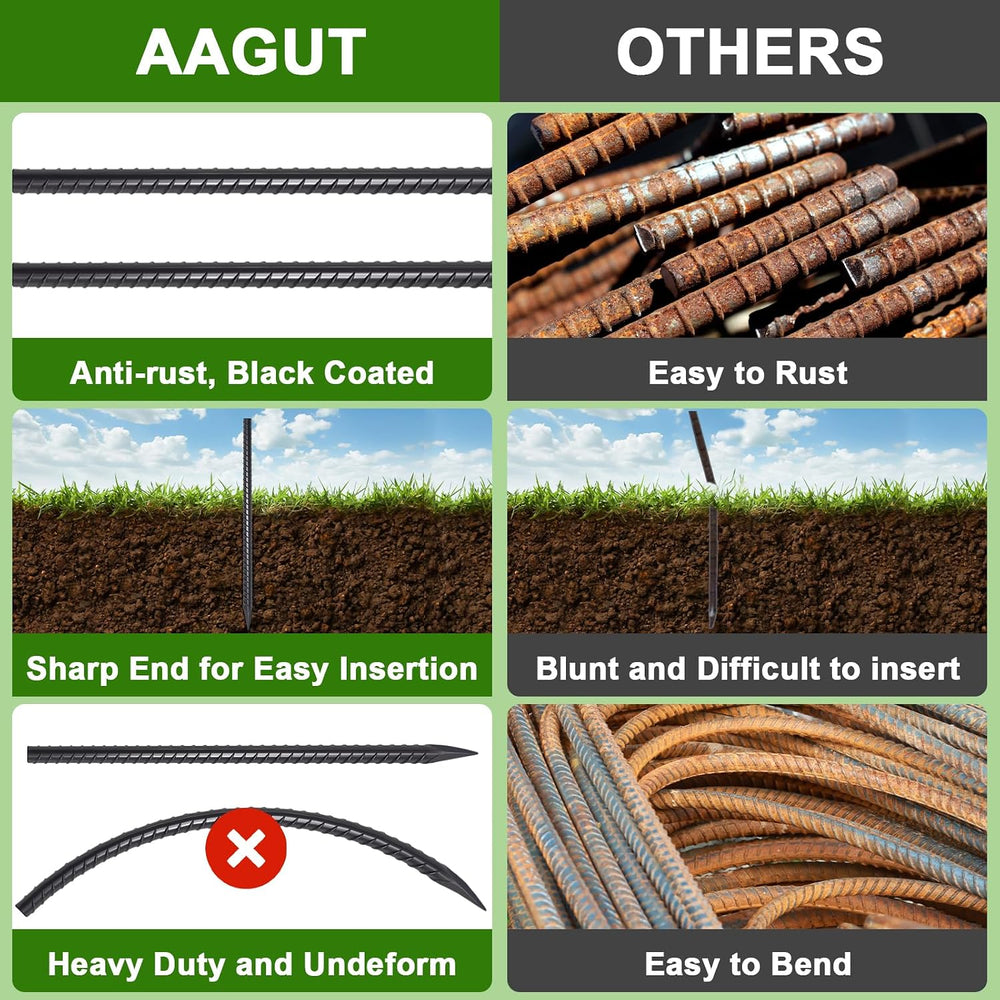 AAGUT Straight Rebar Stakes 24 Inch 1/2 Inch Thickness Concrete Form Stakes