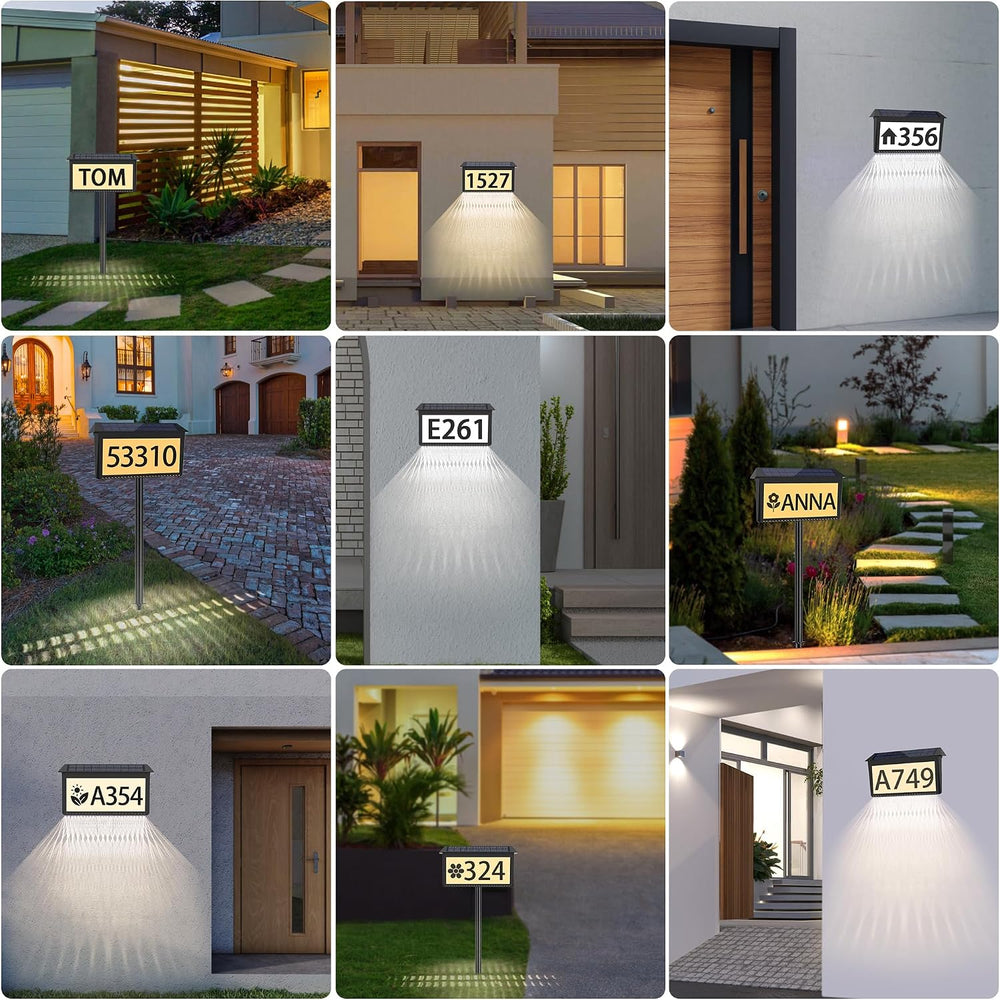 Nazuwke House Numbers for Outside Solar Powered, 2 Pack Solar Address Sign