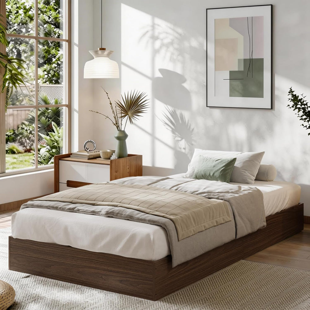 Garvee Wooden Bed Frame, Twin Size Platform Bed Frame with Sturdy Slats