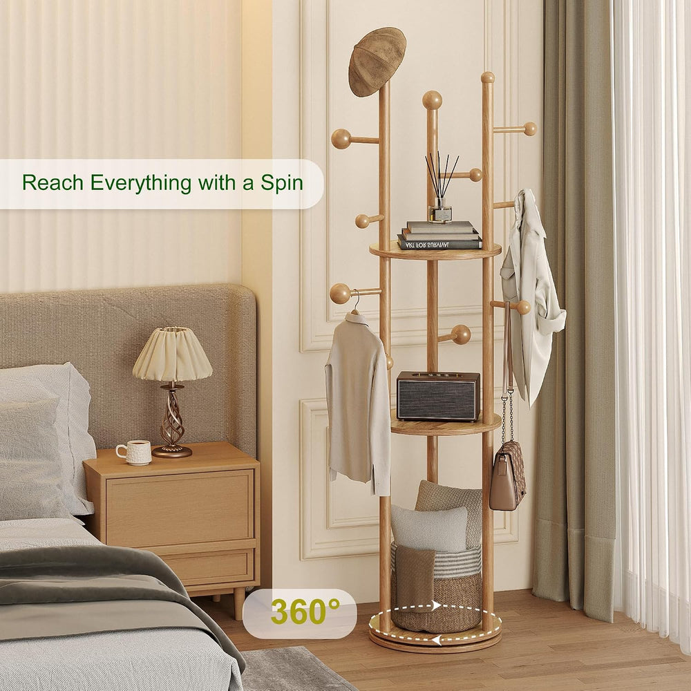 FROMJBEST Coat Rack Freestanding,Coat tree Entryway,Mid-Century,Nature Wood