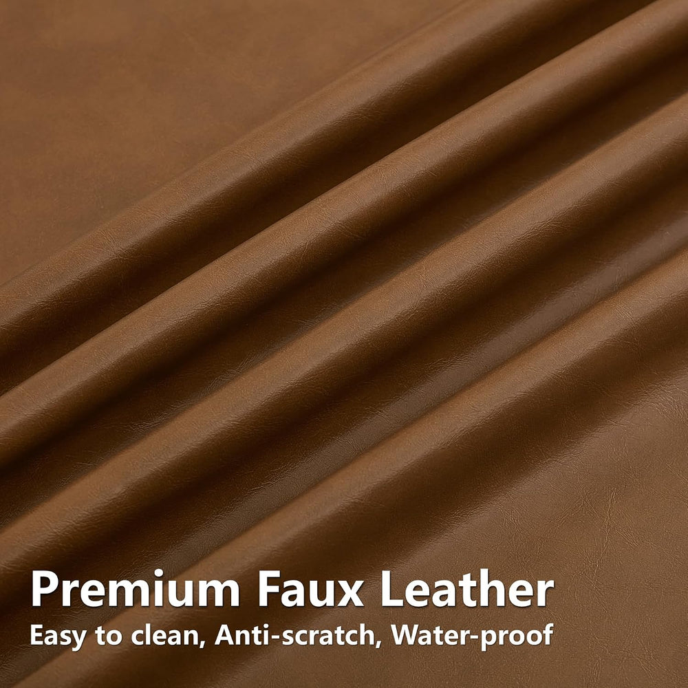 Faux Leather Dining Chairs Set of 6, Mid Century Modern, Brown