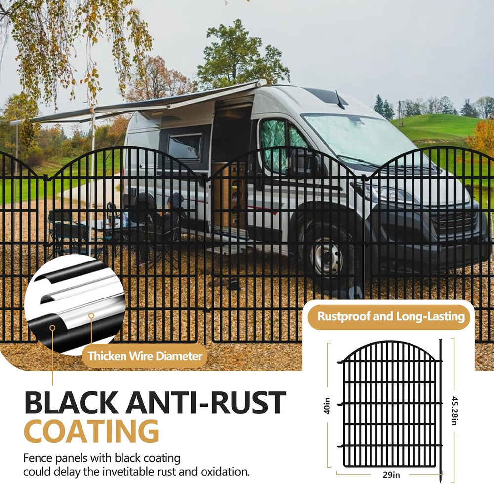 10 Panels Decorative Garden Fence, 40in (H) X 24ft (L) No Dig Dog Fences Outd...