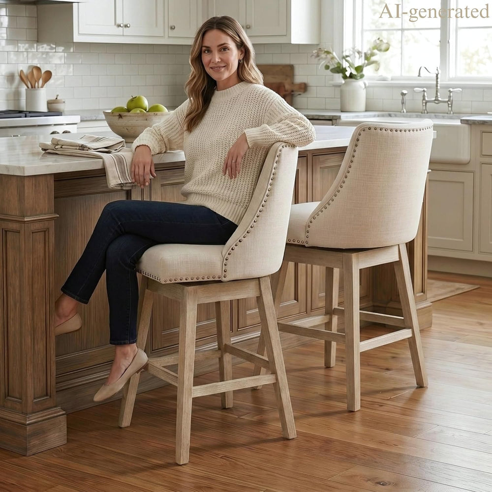 chairus Counter Height Swivel Bar Stool Chairs Set of 2 Mid-Century Modern 27...