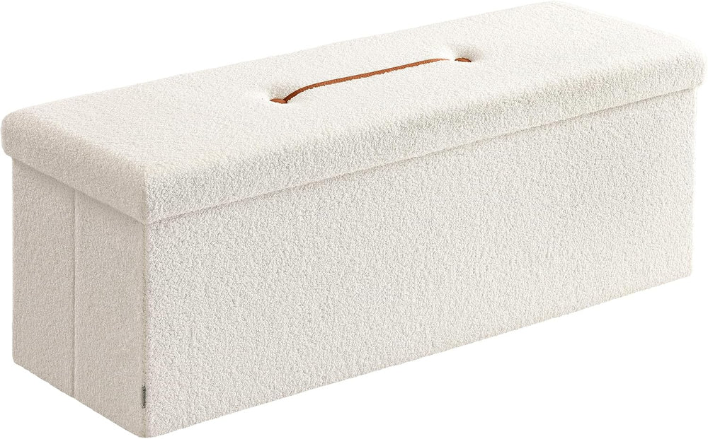 SONGMICS Large Folding Storage Ottoman Bench, 15 x 43 x 15 Inches