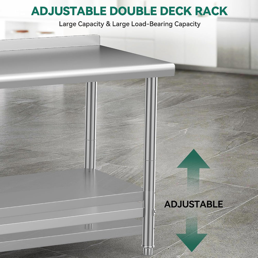YITAHOME 30" x 24" Stainless Steel Table with Backsplash & Wheels
