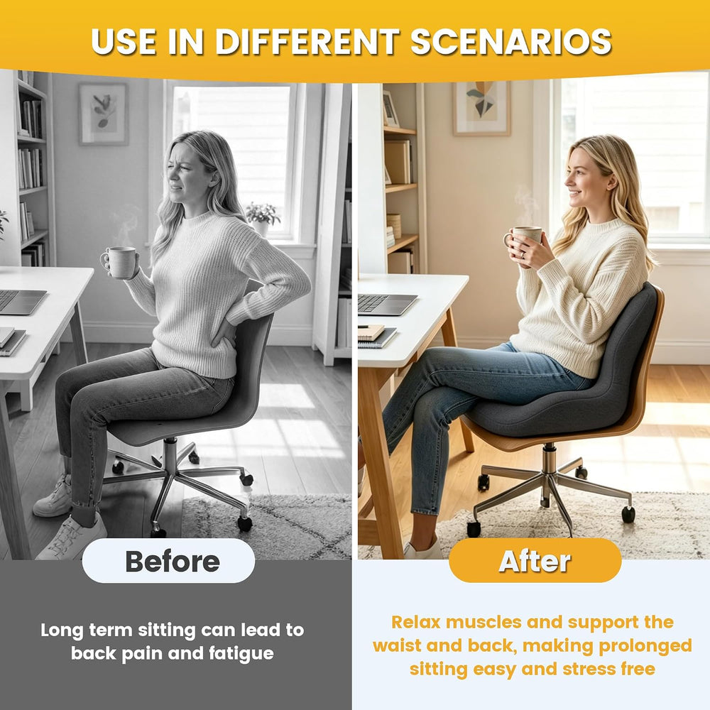 Urban Deco Memory Foam Ergonomic Seat Cushion with Lumbar Back Support