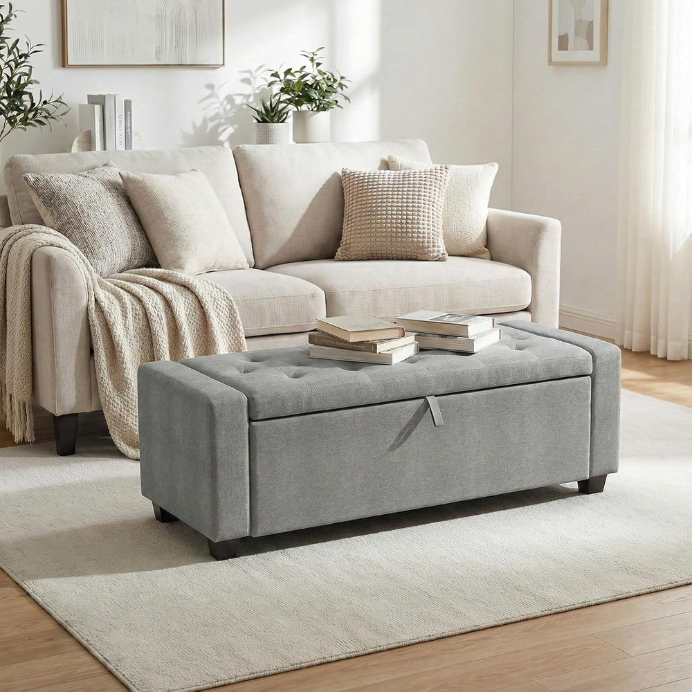 48" Ottoman with Storage,Gray Storage Ottoman Bench,Bench for Bedroom
