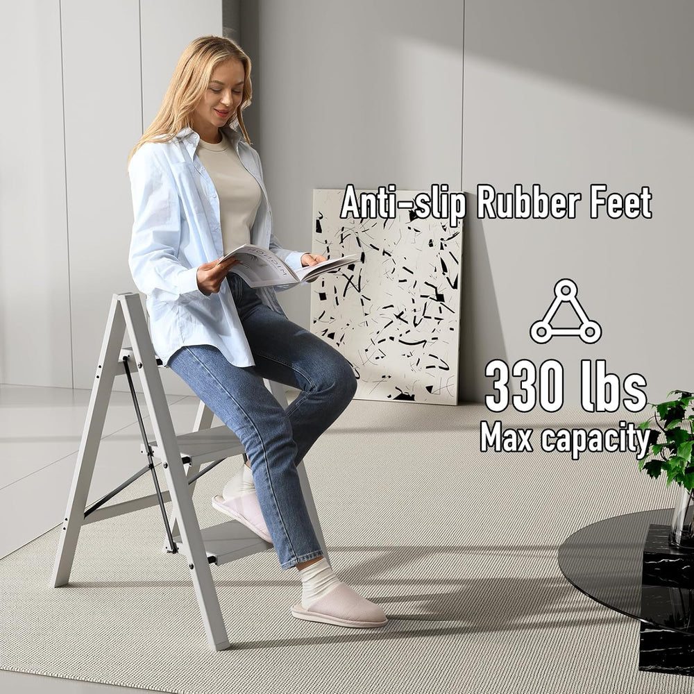 Mayi Plus 3 Step Stool Foldable, Aluminum, Lightweight Step Ladder