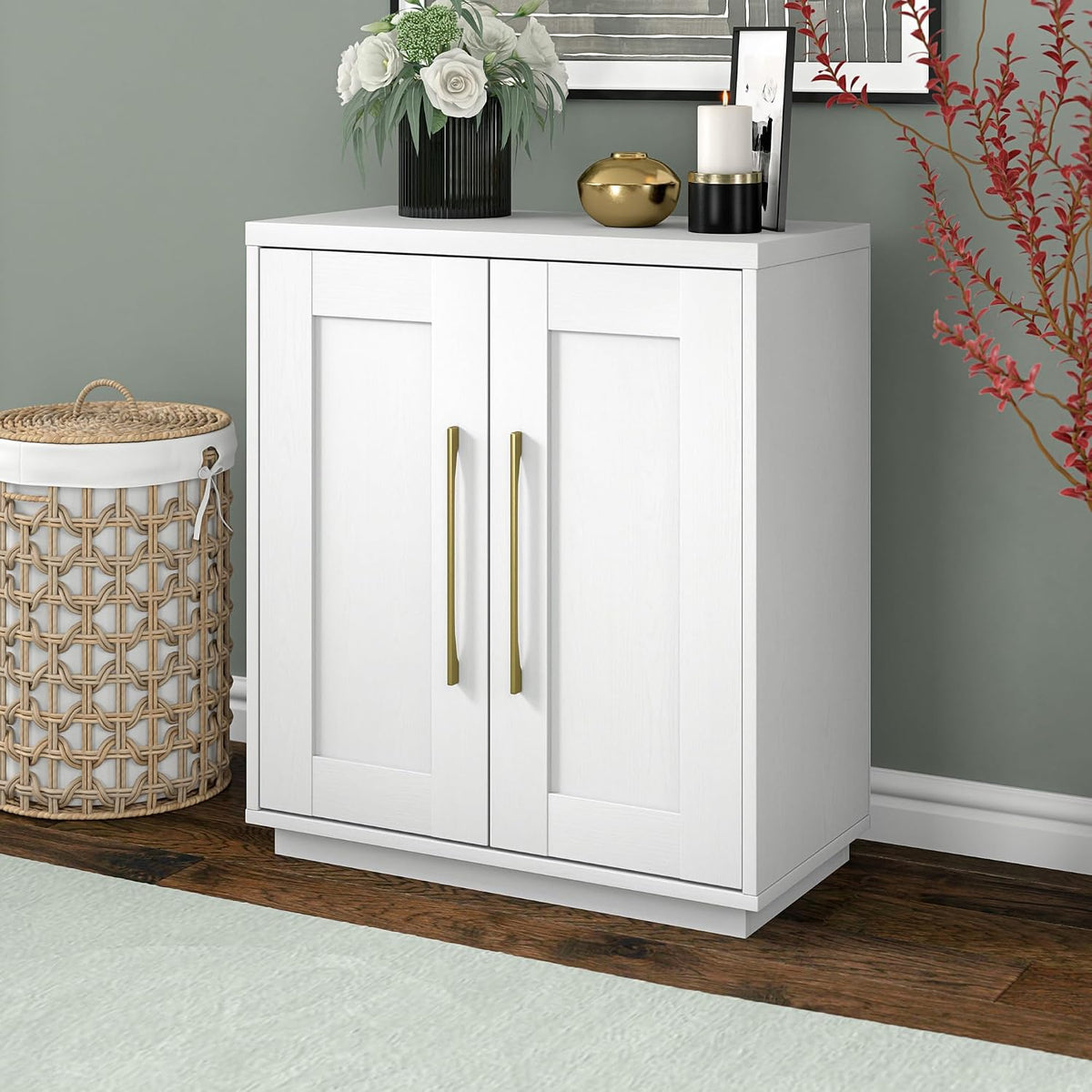 Henn&Hart 28" Accent Cabinet, Sideboard Buffet, Cloud White