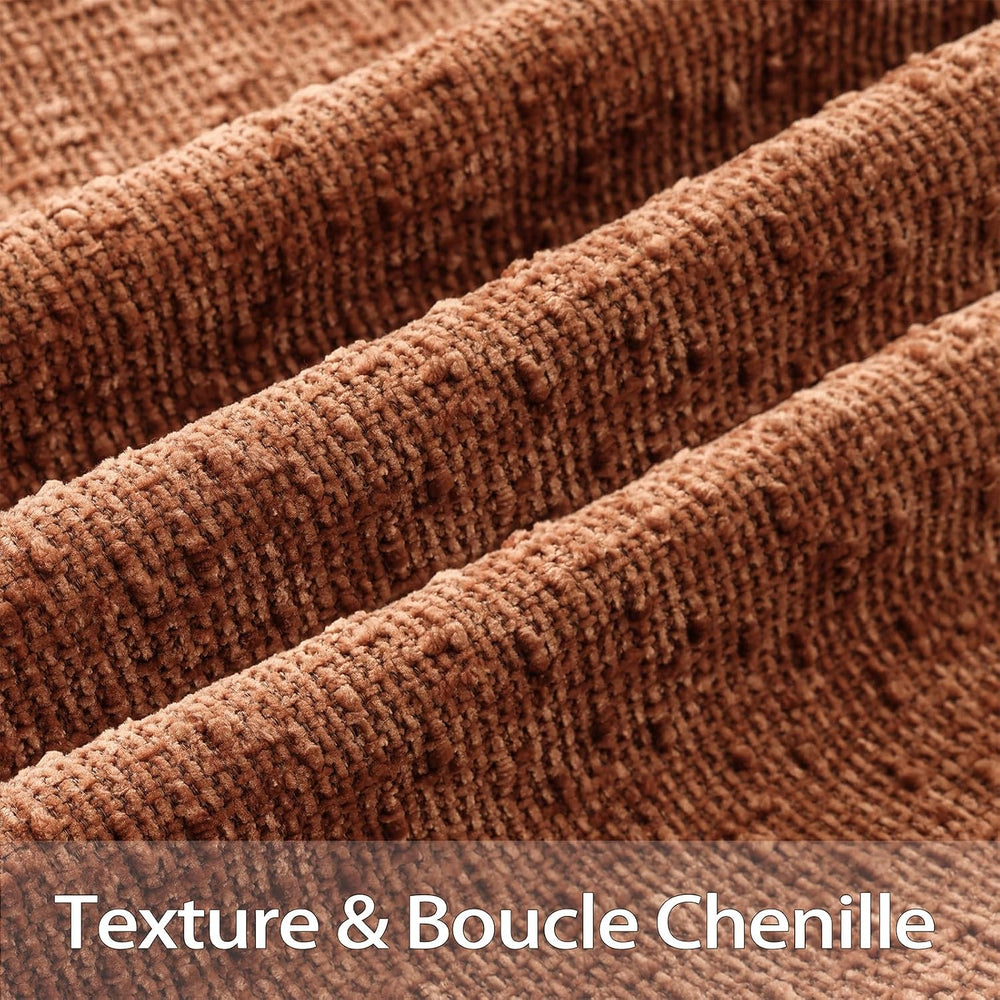 decorUhome Textured Rust Chenille Throw Pillow Covers 24x24 Set of 2