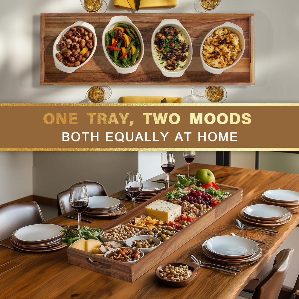 MAONAME Extra Large Ottoman Tray, 36 x 12 inches Acacia Wood Serving Board