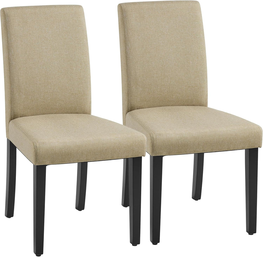 Yaheetech Dining Chairs Set of 2 Upholstered Kitchen Chairs Khaki