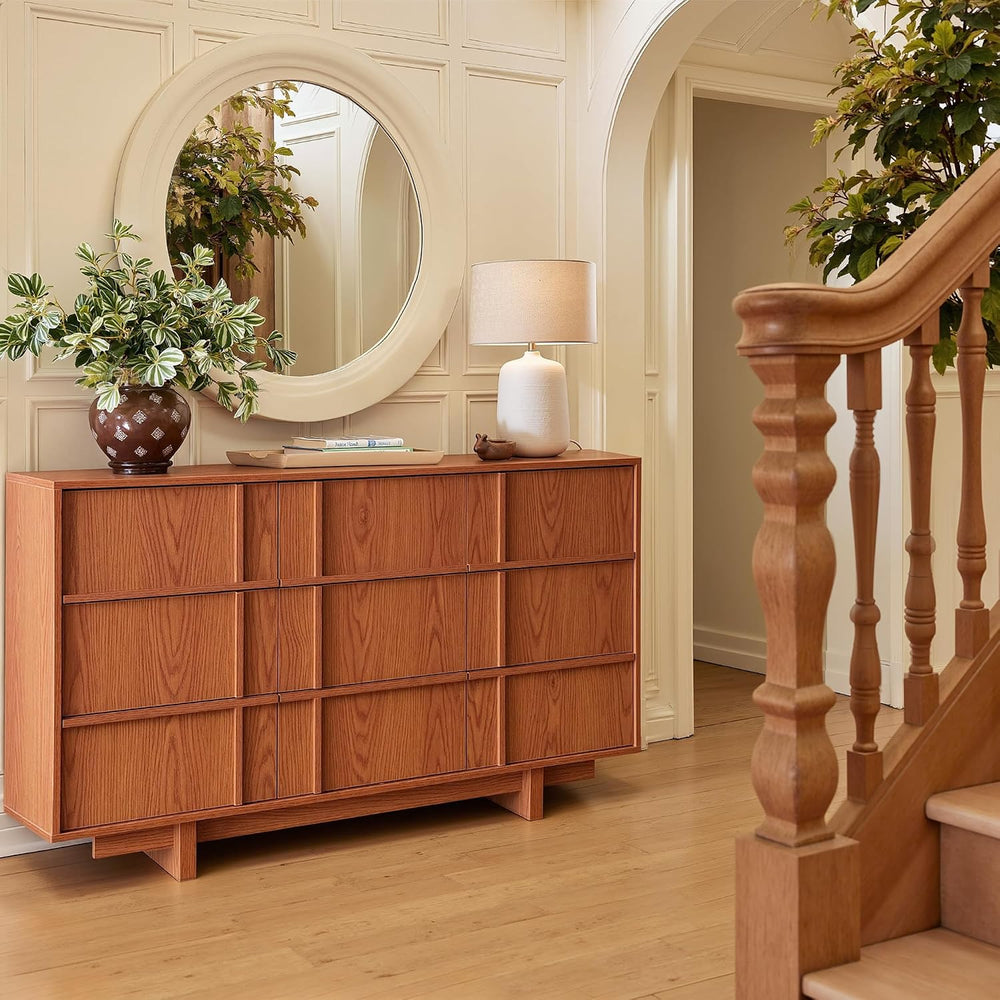 9 Drawer Dresser and Nightstand Set 3 Piece, Mid Century Modern Dresser and N...