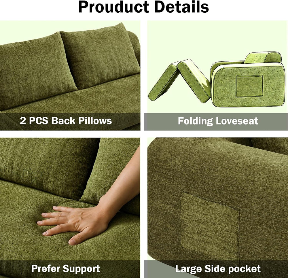 Fold Out Chair Bed, Folding Sofa Bed, 2 in 1 Convertible Sleeper Chair Bed fo...