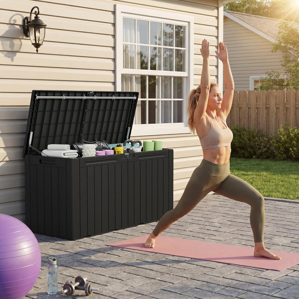 Devoko 100 Gallon Outdoor Storage Box, Waterproof Deck Box Lockable