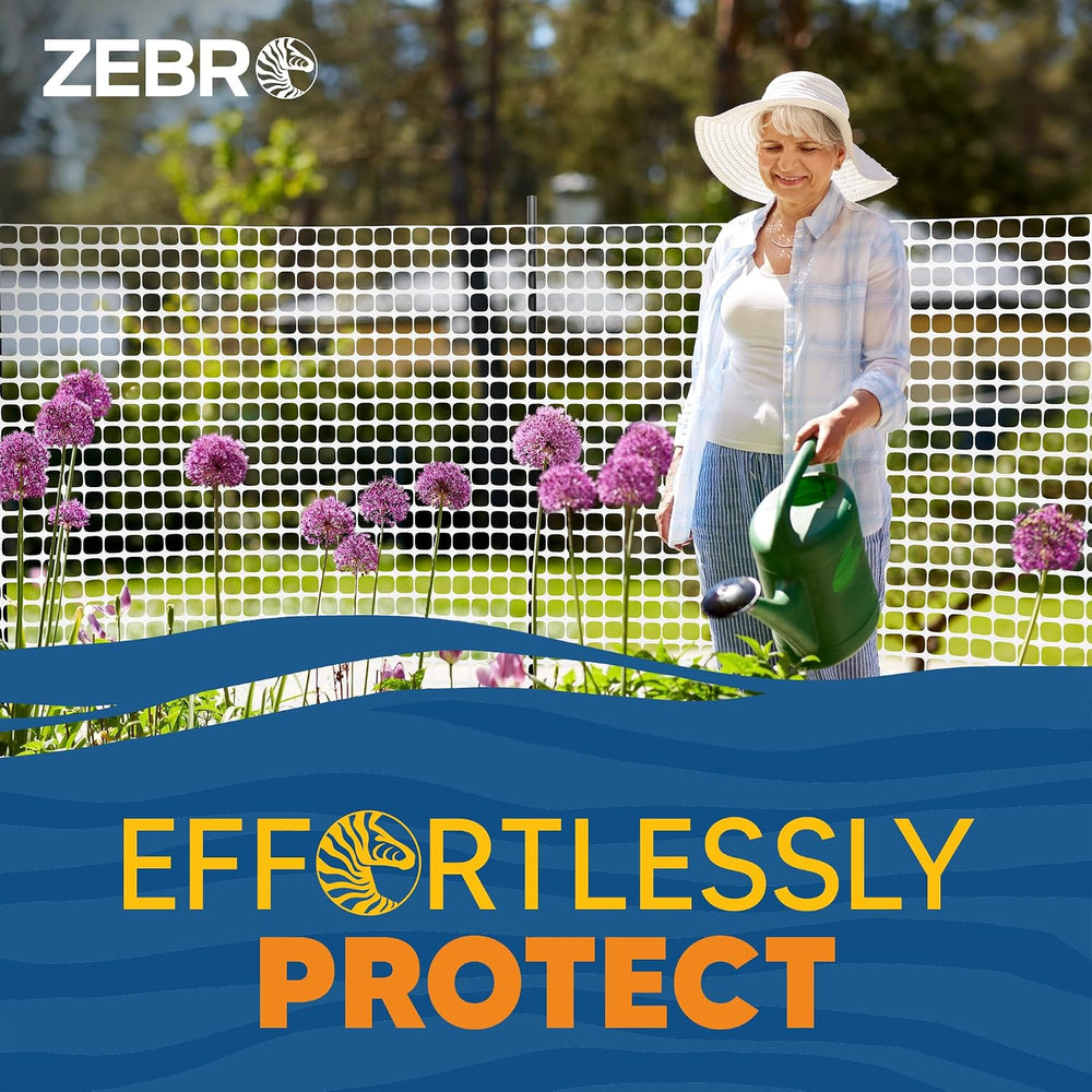 ZEBRO 4' x 100' White Plastic Garden Fence Roll – Standard Duty Safet...