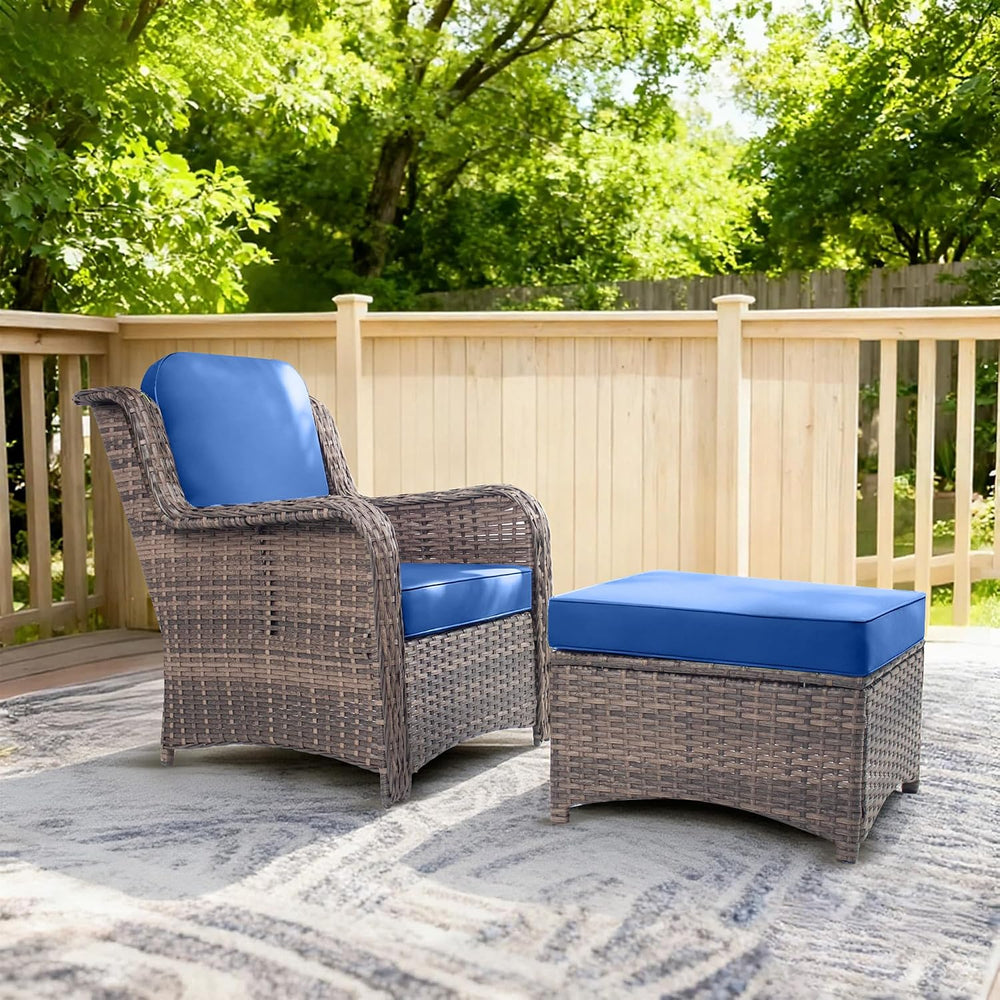 2 Pieces Patio Wicker Furniture Set, High Back Wicker Single Patio Chair Set ...