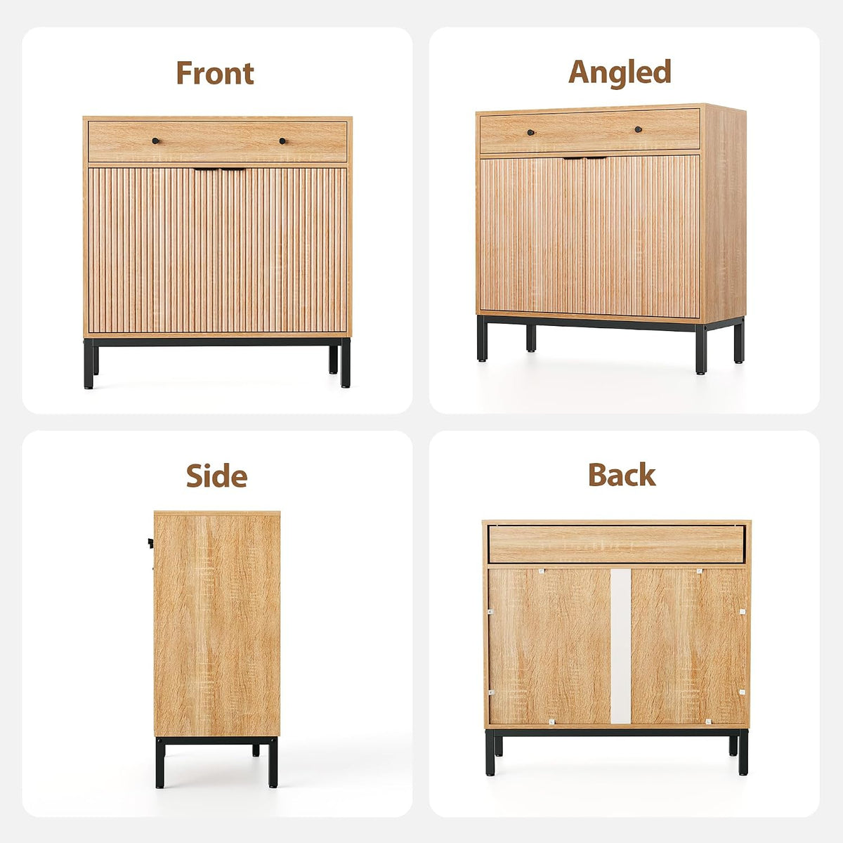 Mericonia Sideboard Buffet Cabinet Storage, Modern Console Fluted Credenza