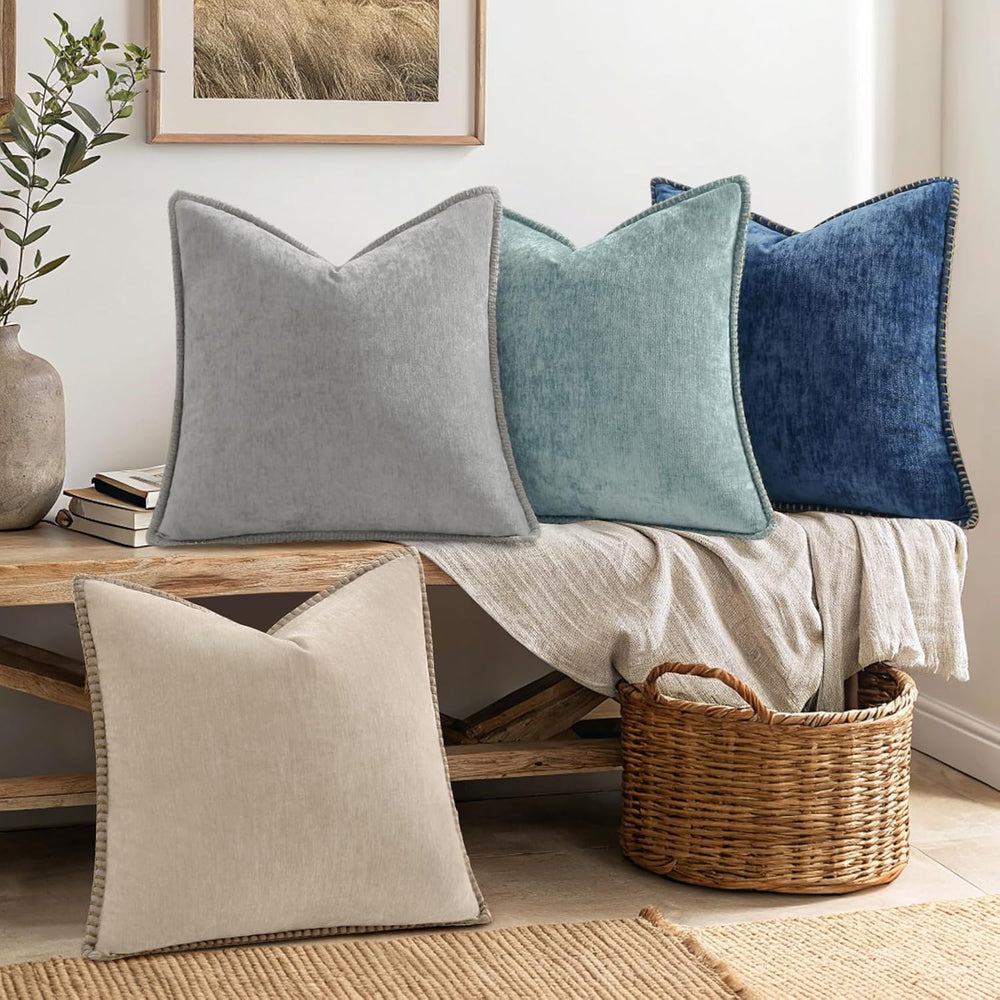decorUhome Fall Soft Decorative Chenille Throw Pillow Covers 18x18 Set of 4