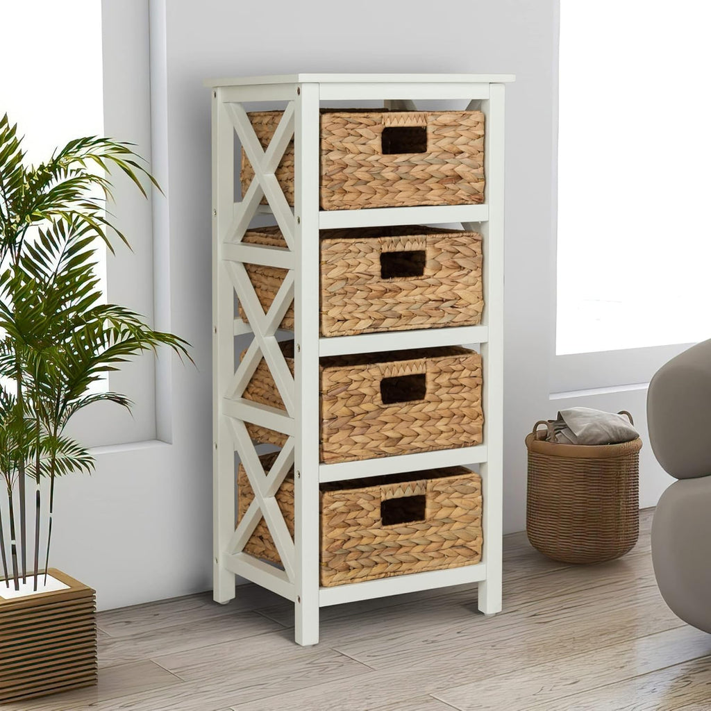 ehemco 4 tier x-side end storage cabinet, white, close-up detail