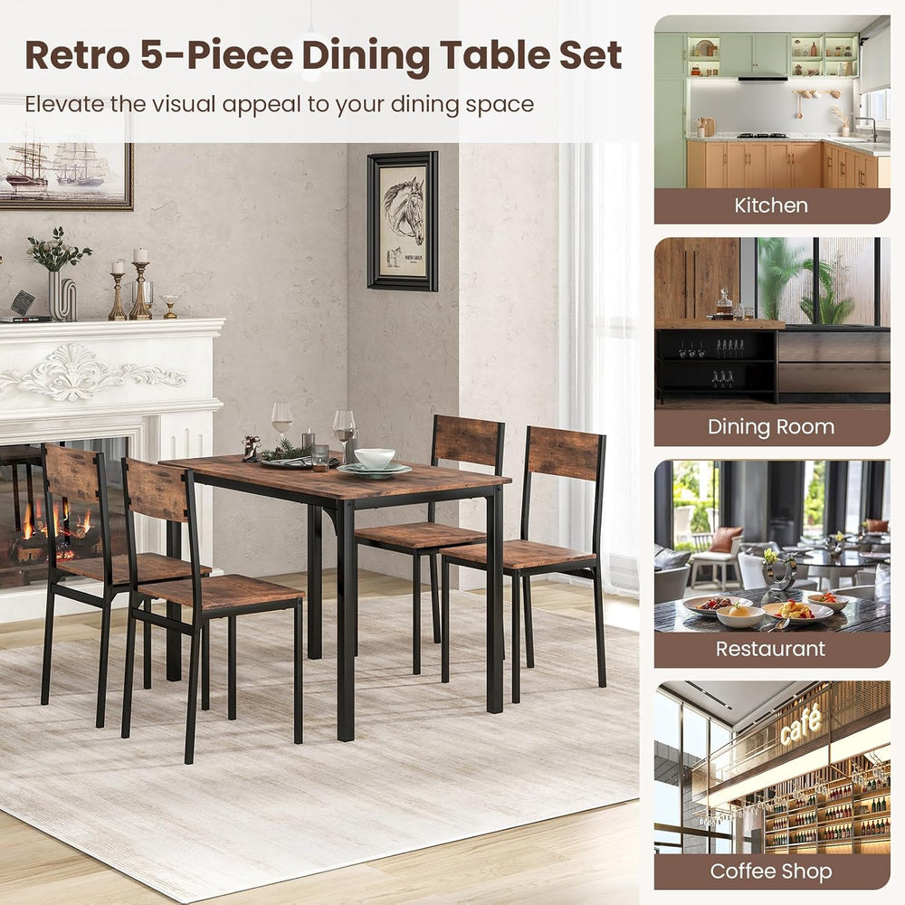 Tangkula Dining Table Set for 4, Modern Kitchen Table and Chairs Set of 4