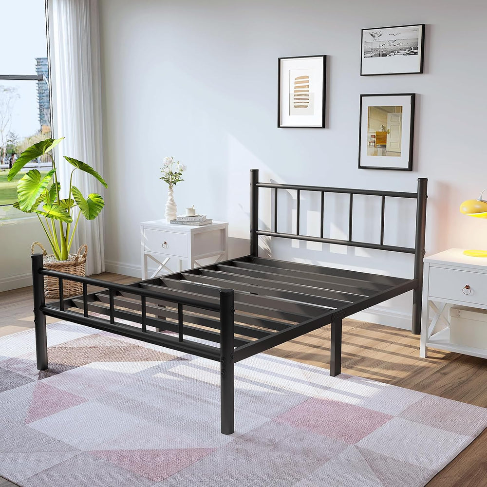 zizin Twin Size Metal Bed Frame with Headboard & Footboard 14 Inch Metal ...