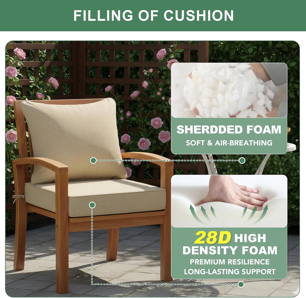 Summsun Outdoor Chair Cushions Set of 4, Faux Linen Patio Furniture Cushions,...