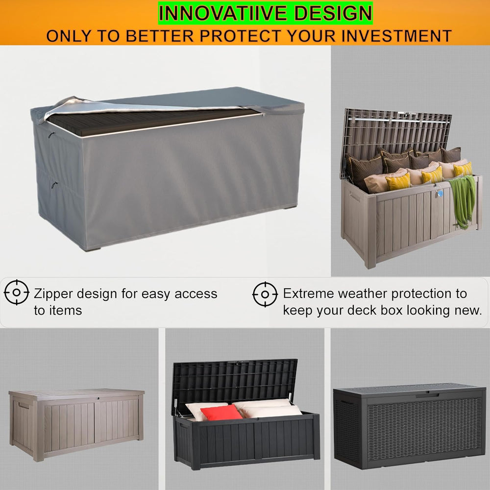 Deck Box Cover - Outdoor Storage Box Cover 150 Gallon, Heavy Duty 600D Oxford...