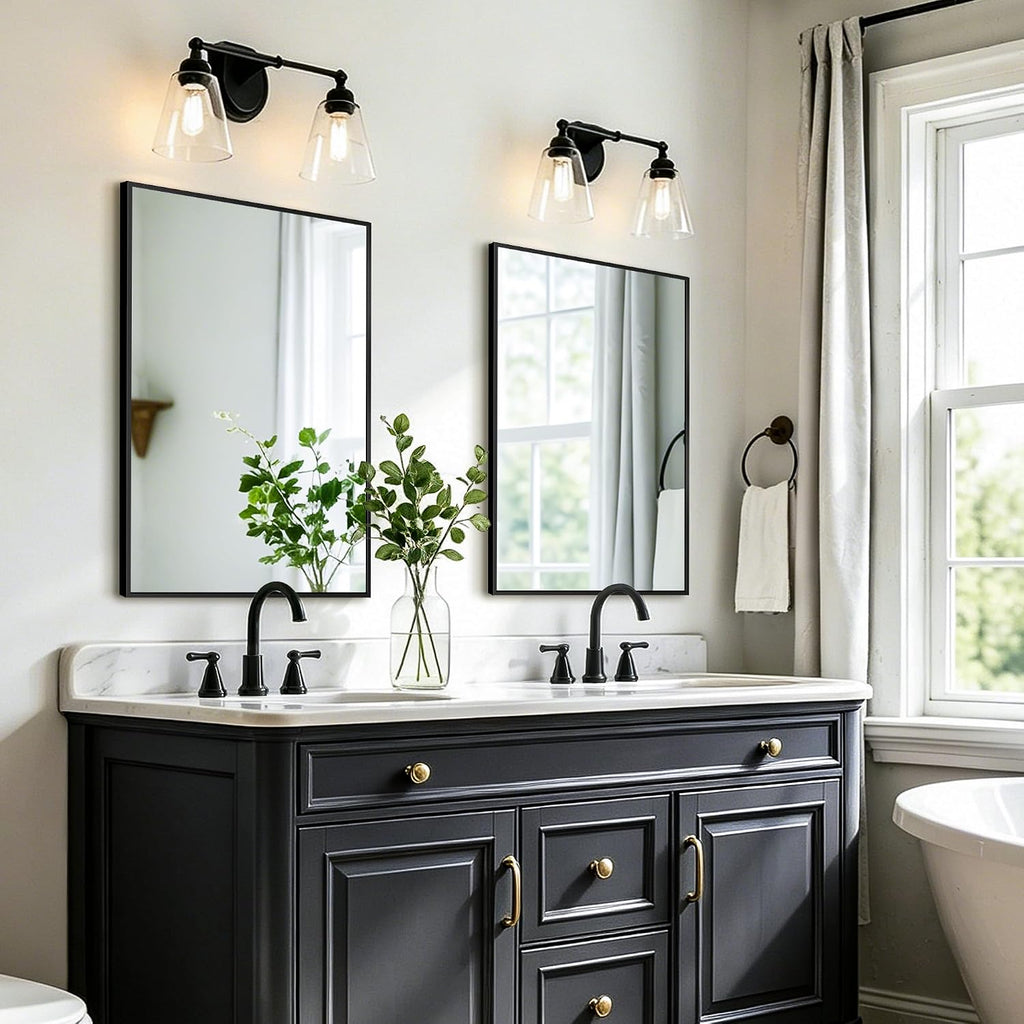 Bathroom Vanity Mirror for Over Sink, 30x20 Inch Matte Black Mirror
