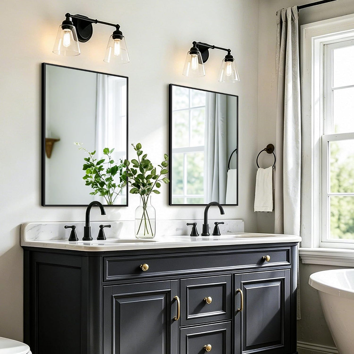 Bathroom Vanity Mirror for Over Sink, 30x20 Inch Matte Black Mirror