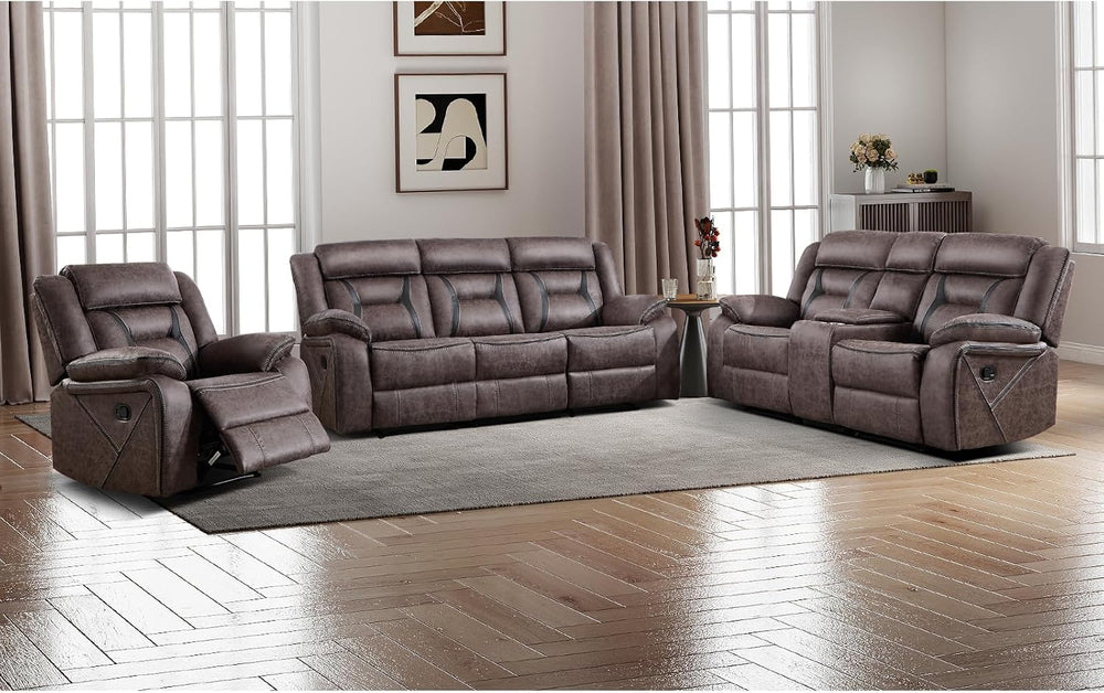 EBELLO Faux Leather Recliner Sofa Furniture Set for Living Room, Recliner Cha...