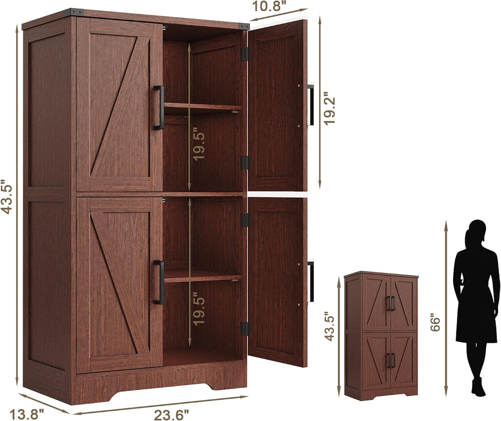 Treocho Farmhouse Bathroom Floor Cabinet with Adjustable Shelves