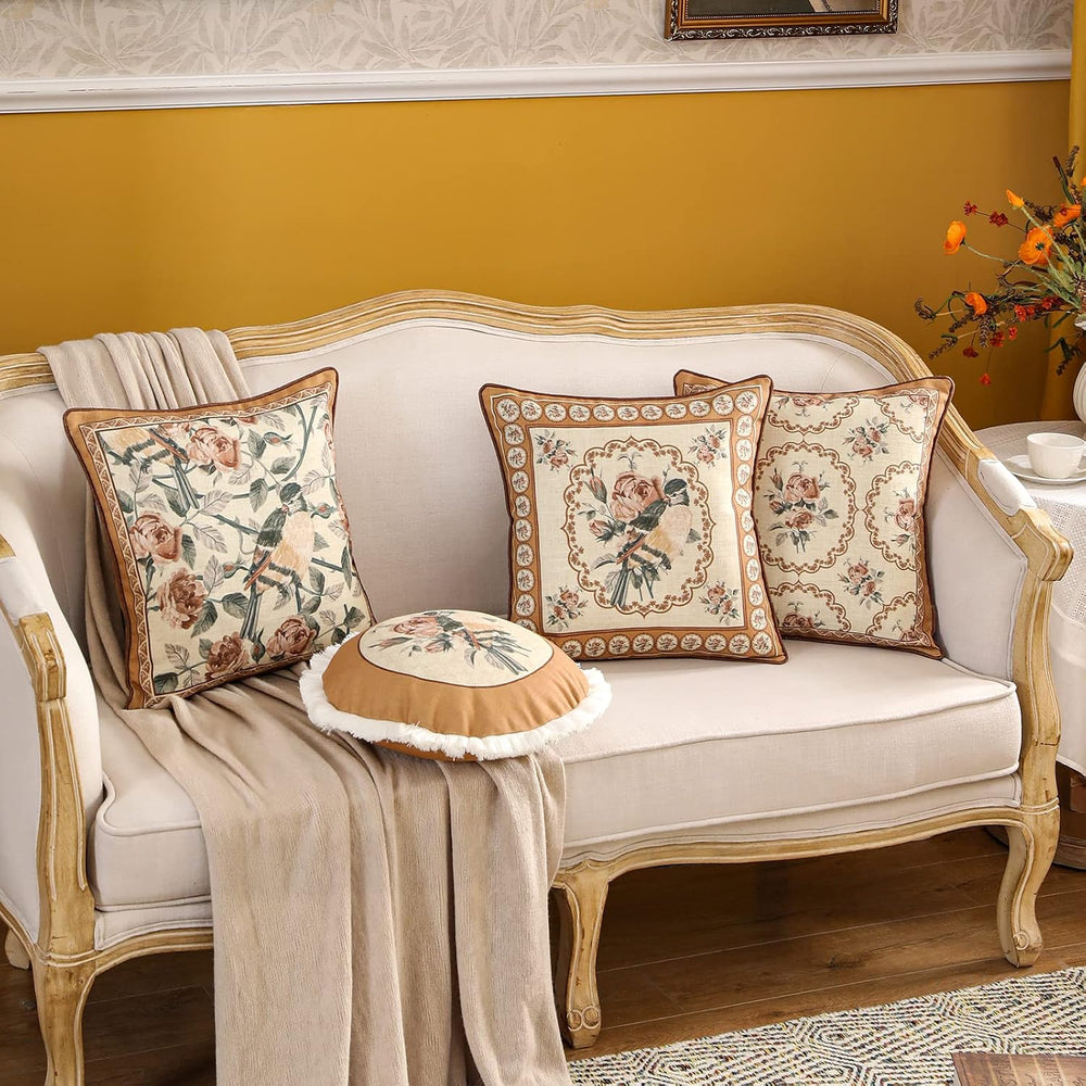 patdrea Designer French Vintage Square Throw Pillow Cover,18"x18"