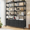 HAUOMS Bookshelf with 8 Fabric Drawers,Baffles Shelves, 7-Tier, Black