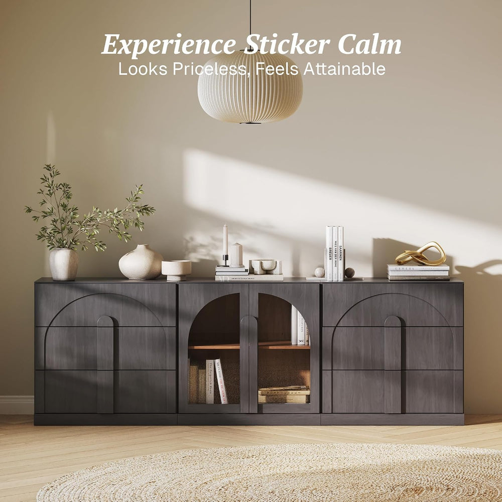 BELLEZE Bijou 3-Piece Modular Sideboard Buffet Cabinet - Ebony