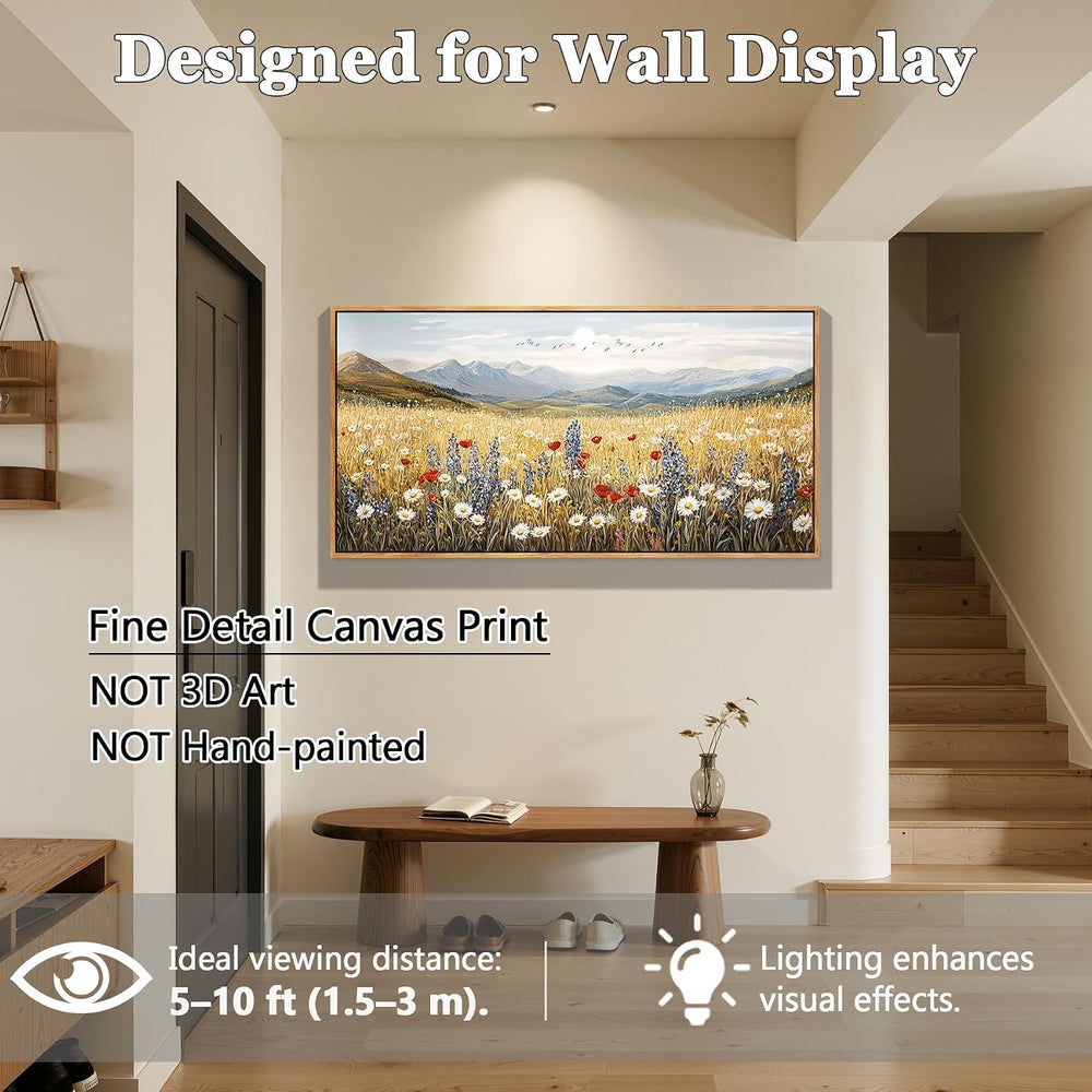 Kinetrix Large Landscape Framed Wall Art, Country Meadow Wildflower Picture