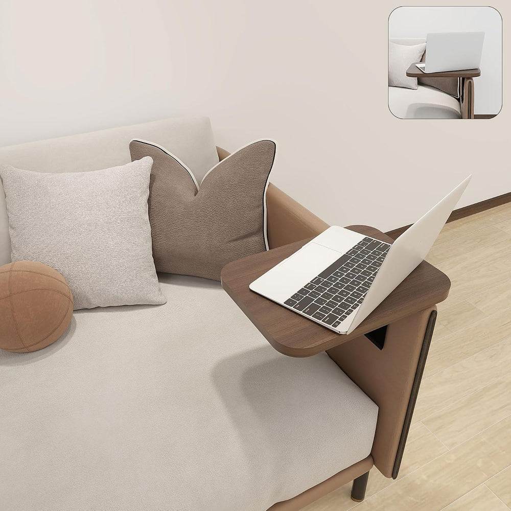 Stable Couch Arm Table Tray，Adjustable Width Clip-On Sofa Armrest Tray