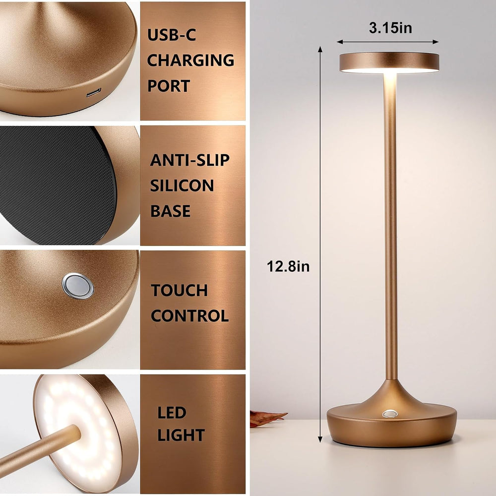 2 Pack Rechargeable Cordless Table Lamps 6000mAh LED Battery Table Light