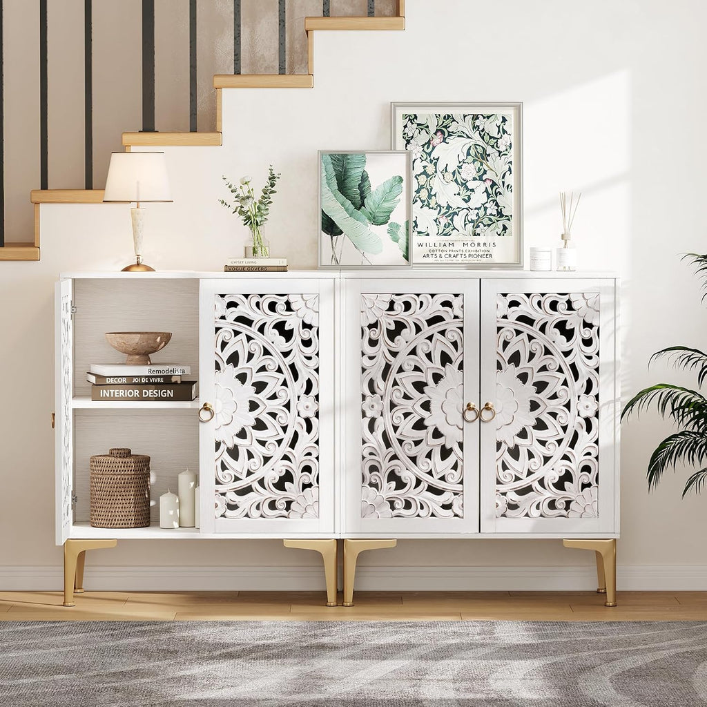 JOINICE 31.5" Accent Cabinet with Doors & Storage for Living Room,White