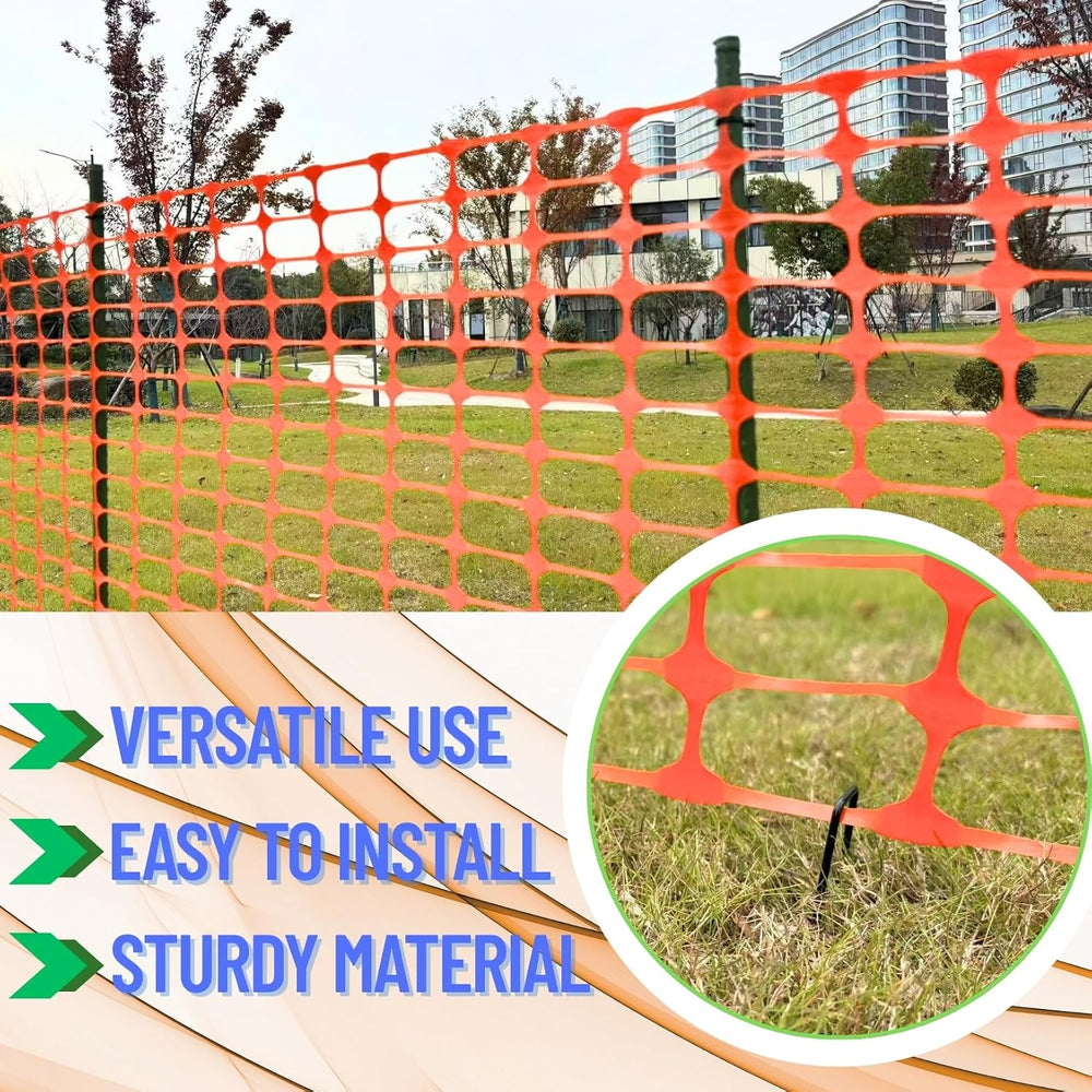 PotatoLife Orange Plastic Snow Fence, Safety Fence, 40''x100'
