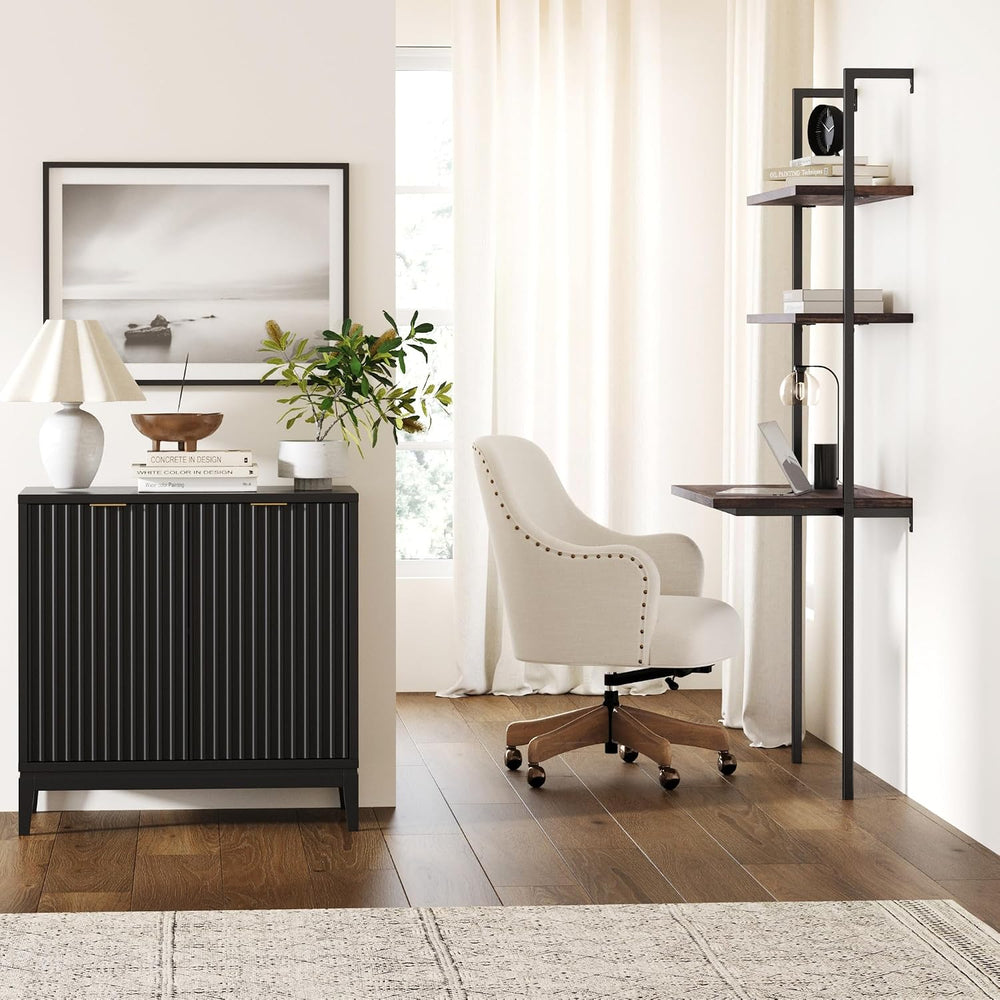 Nathan James Jasper Modern Sideboard, Kitchen Storage Cabinet with Fluted Doo...
