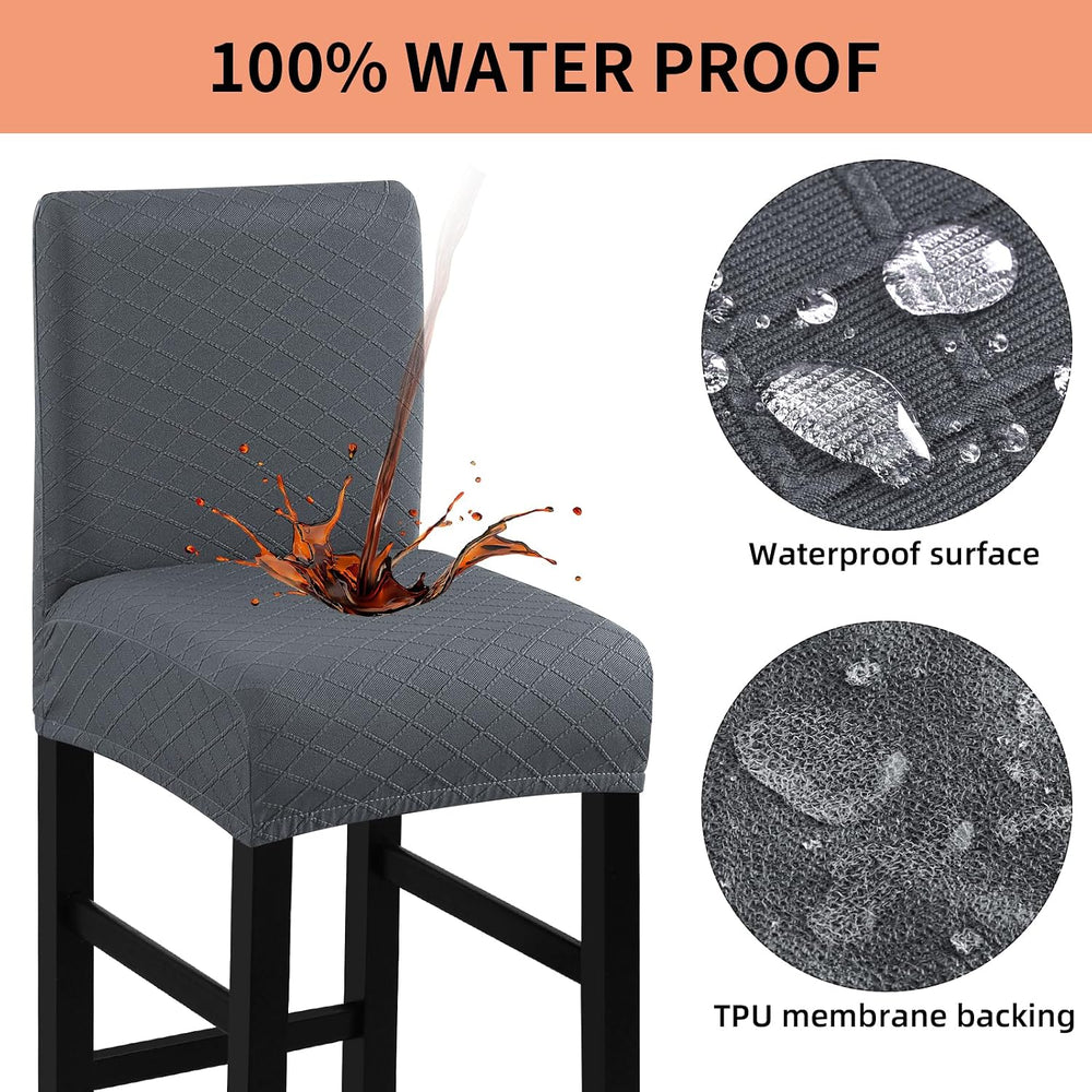 Fuloon Waterproof Barstool Covers Chair Slipcovers, Grey, 4 Pack
