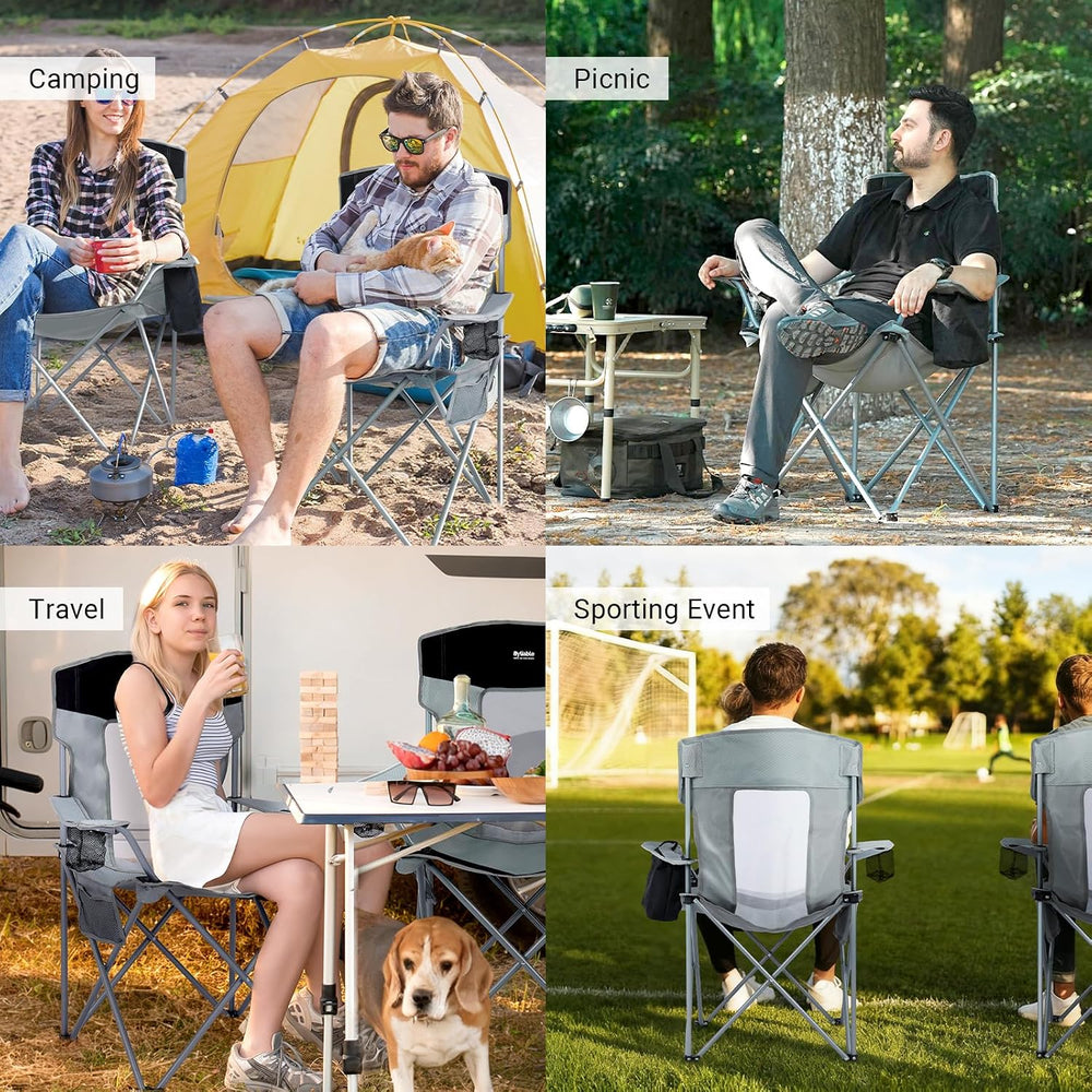 Byliable Folding Camping Chairs, Portable Lightweight Lawn Camp Chair, Gray