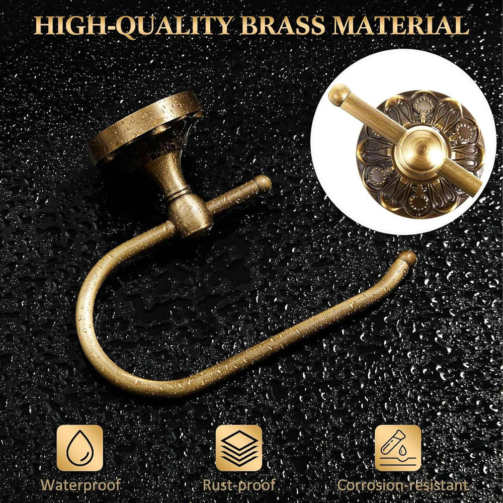 2 Pcs Toilet Paper Holder Towel Ring, Brass, Retro