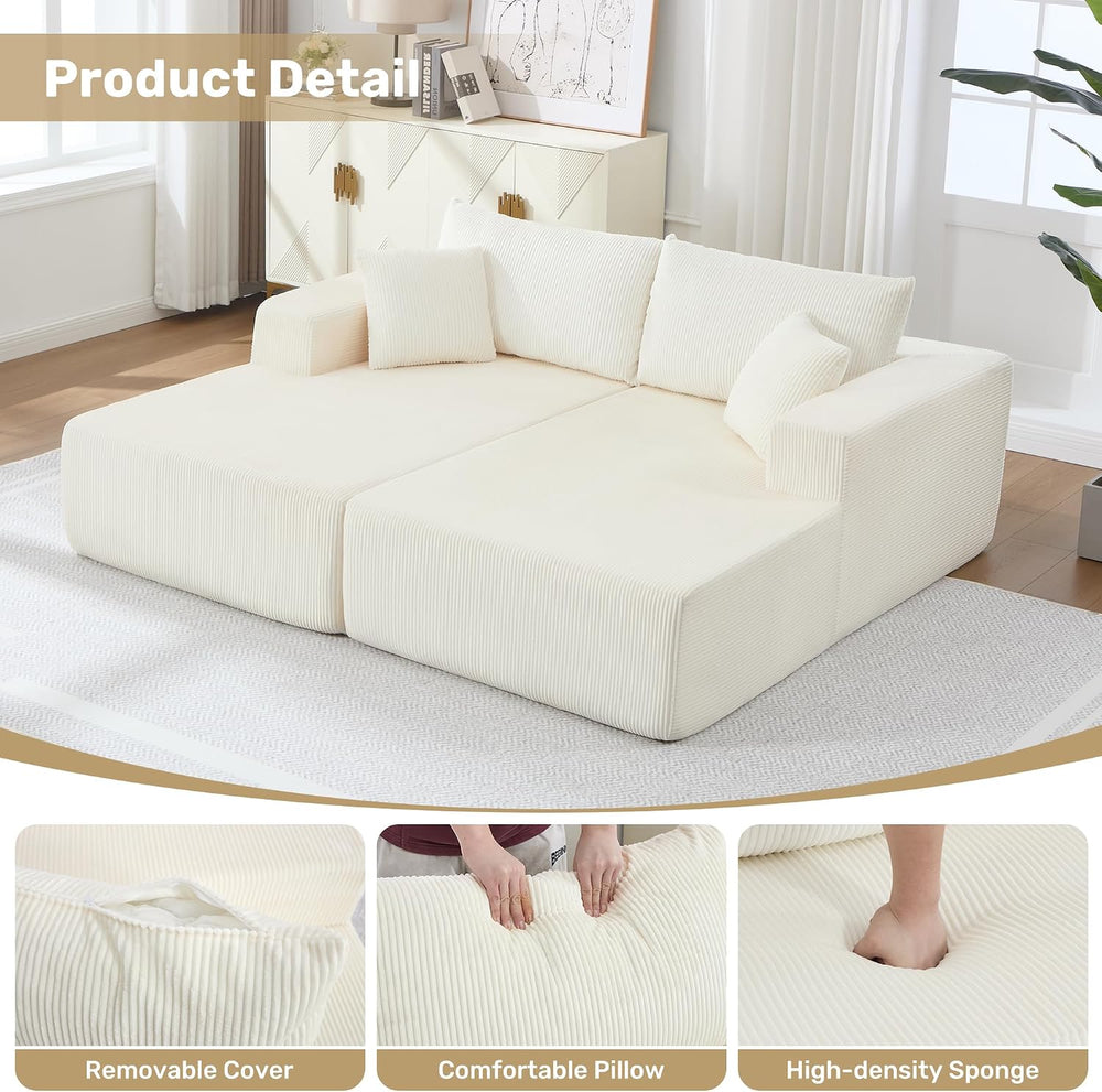 81" Oversized Chaise Lounge Chair Indoor,Boneless Sectional Double Chais...