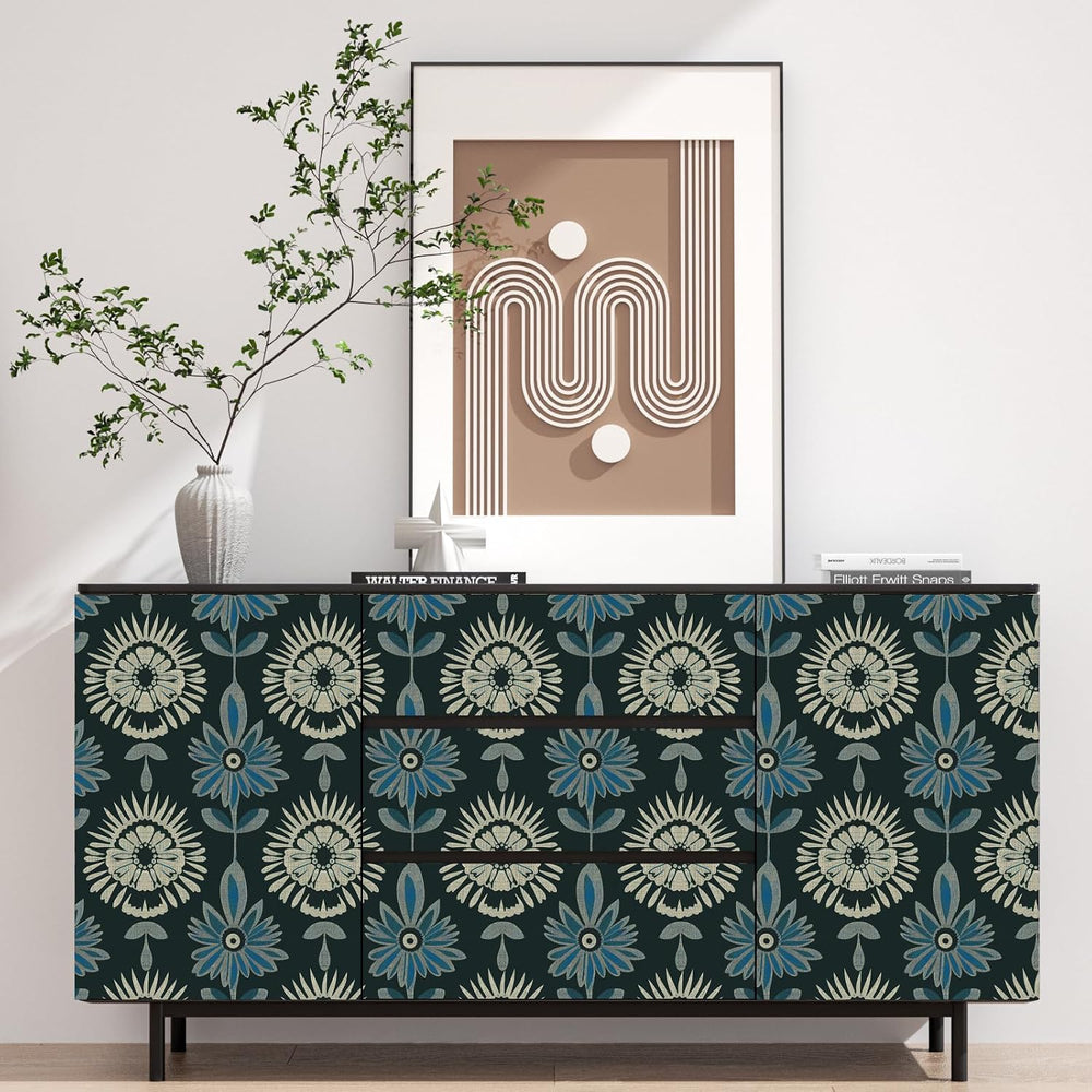 BOKEBEVE Extra Long Green Leaf Wallpaper Stick and Peel Boho 17.5 x 393.5In